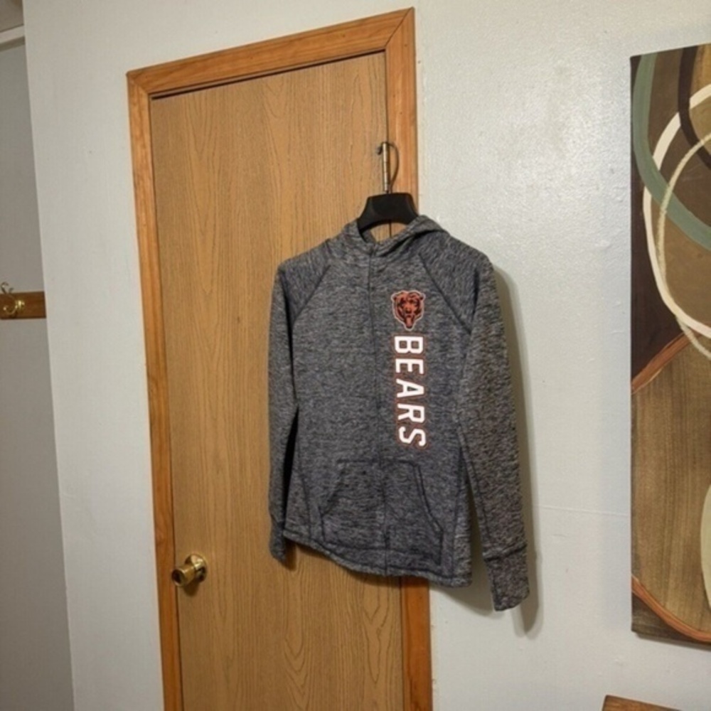 NFL Team Apparel "Chicago Bears" Medium Gray Full-Zip Hooded Sweatshirt - EUC